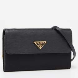 Prada Black Nylon and Leather Flap Crossbody Bag 