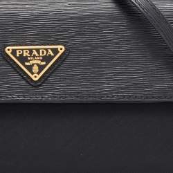 Prada Black Nylon and Leather Flap Crossbody Bag 
