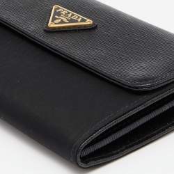 Prada Black Nylon and Leather Flap Crossbody Bag 
