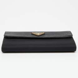 Prada Black Nylon and Leather Flap Crossbody Bag 