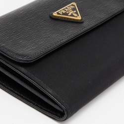 Prada Black Nylon and Leather Flap Crossbody Bag 
