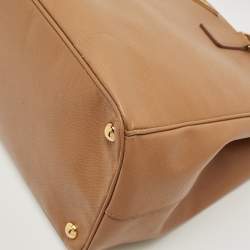 Pre Owned Prada Tan Saffiano Leather Medium Galleria Double Zip Tote