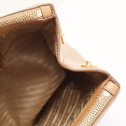 Pre Owned Prada Tan Saffiano Leather Medium Galleria Double Zip Tote