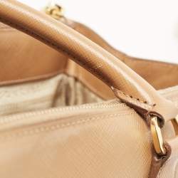 Pre Owned Prada Tan Saffiano Leather Medium Galleria Double Zip Tote