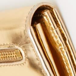 Prada Gold Patent Leather Flap Continental Wallet