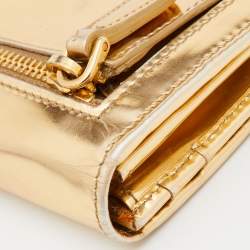 Prada Gold Patent Leather Flap Continental Wallet