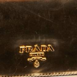 Prada Gold Patent Leather Flap Continental Wallet