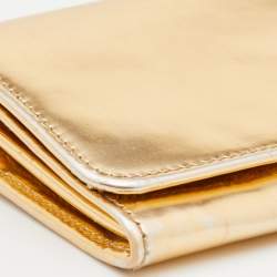 Prada Gold Patent Leather Flap Continental Wallet