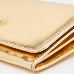Prada Gold Patent Leather Flap Continental Wallet