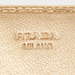 Prada Gold Patent Leather Flap Continental Wallet