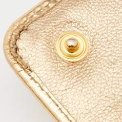 Prada Gold Patent Leather Flap Continental Wallet