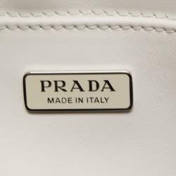 Prada White Brushed Leather Cleo Shoulder Bag