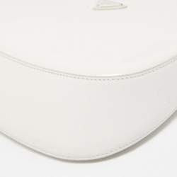 Prada White Brushed Leather Cleo Shoulder Bag