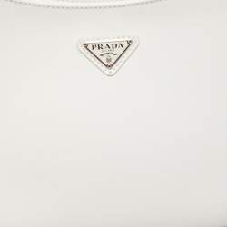 Prada White Brushed Leather Cleo Shoulder Bag