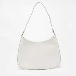 Prada White Brushed Leather Cleo Shoulder Bag