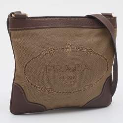 مملوكة مسبقًا Prada Brown/Beige Logo Jacquard Canvas and Leather Messenger Bag