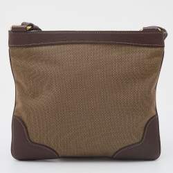 مملوكة مسبقًا Prada Brown/Beige Logo Jacquard Canvas and Leather Messenger Bag