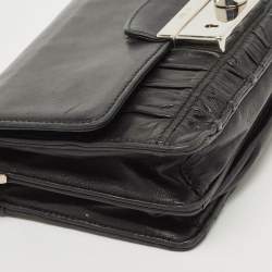 Pre Owned Prada Black Gaufre Leather Lock Crossbody Bag