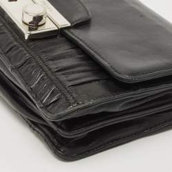 Pre Owned Prada Black Gaufre Leather Lock Crossbody Bag