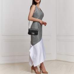 Pre Owned Prada Black Gaufre Leather Lock Crossbody Bag