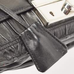 Pre Owned Prada Black Gaufre Leather Lock Crossbody Bag