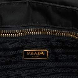Pre Owned Prada Black Nylon and Leather Flap Crossbody Bag 