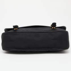 Pre Owned Prada Black Nylon and Leather Flap Crossbody Bag 