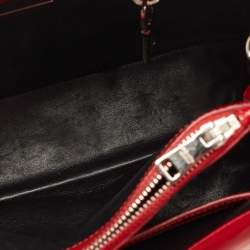 Pre Owned Prada Red Saffiano Patent Leather Twin Turnlock Tote