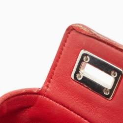 Pre Owned Prada Red Saffiano Patent Leather Twin Turnlock Tote