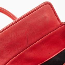 Pre Owned Prada Red Saffiano Patent Leather Twin Turnlock Tote