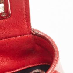 Pre Owned Prada Red Saffiano Patent Leather Twin Turnlock Tote