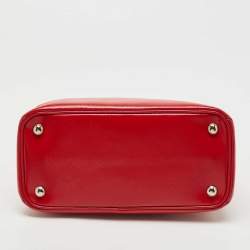 Pre Owned Prada Red Saffiano Patent Leather Twin Turnlock Tote