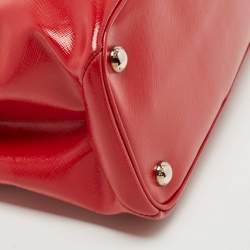 Pre Owned Prada Red Saffiano Patent Leather Twin Turnlock Tote