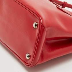 Pre Owned Prada Red Saffiano Patent Leather Twin Turnlock Tote