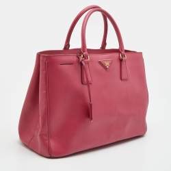 Pre Owned Prada Pink Saffiano Lux Leather Large Gardener's Tote