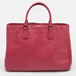Pre Owned Prada Pink Saffiano Lux Leather Large Gardener's Tote