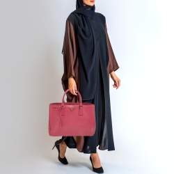 Pre Owned Prada Pink Saffiano Lux Leather Large Gardener's Tote