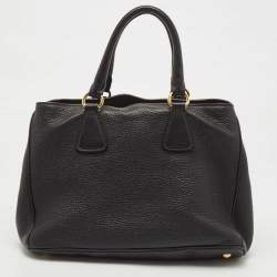 Pre Owned Prada Black Vitello Daino Leather Tote