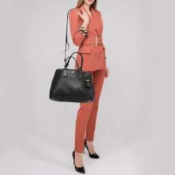 Pre Owned Prada Black Vitello Daino Leather Tote