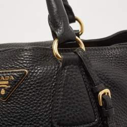 Pre Owned Prada Black Vitello Daino Leather Tote