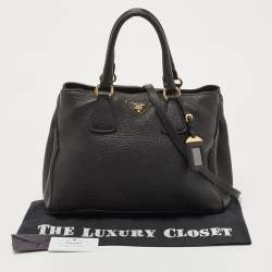 Pre Owned Prada Black Vitello Daino Leather Tote