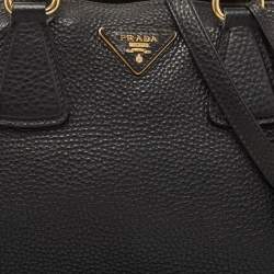 Pre Owned Prada Black Vitello Daino Leather Tote