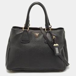 Pre Owned Prada Black Vitello Daino Leather Tote