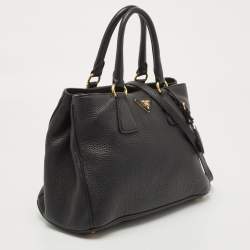Pre Owned Prada Black Vitello Daino Leather Tote