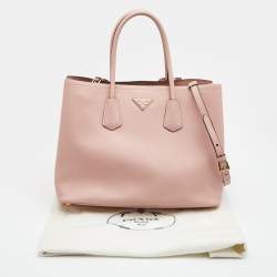 Prada Pink Saffiano Leather Medium Double Handle Tote