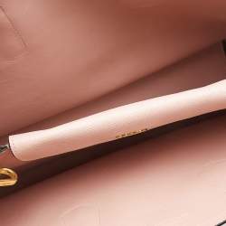 Prada Pink Saffiano Leather Medium Double Handle Tote