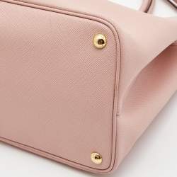Prada Pink Saffiano Leather Medium Double Handle Tote