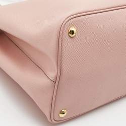 Prada Pink Saffiano Leather Medium Double Handle Tote