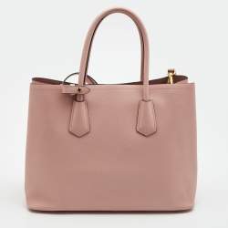 Prada Pink Saffiano Leather Medium Double Handle Tote