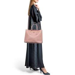 Prada Pink Saffiano Leather Medium Double Handle Tote